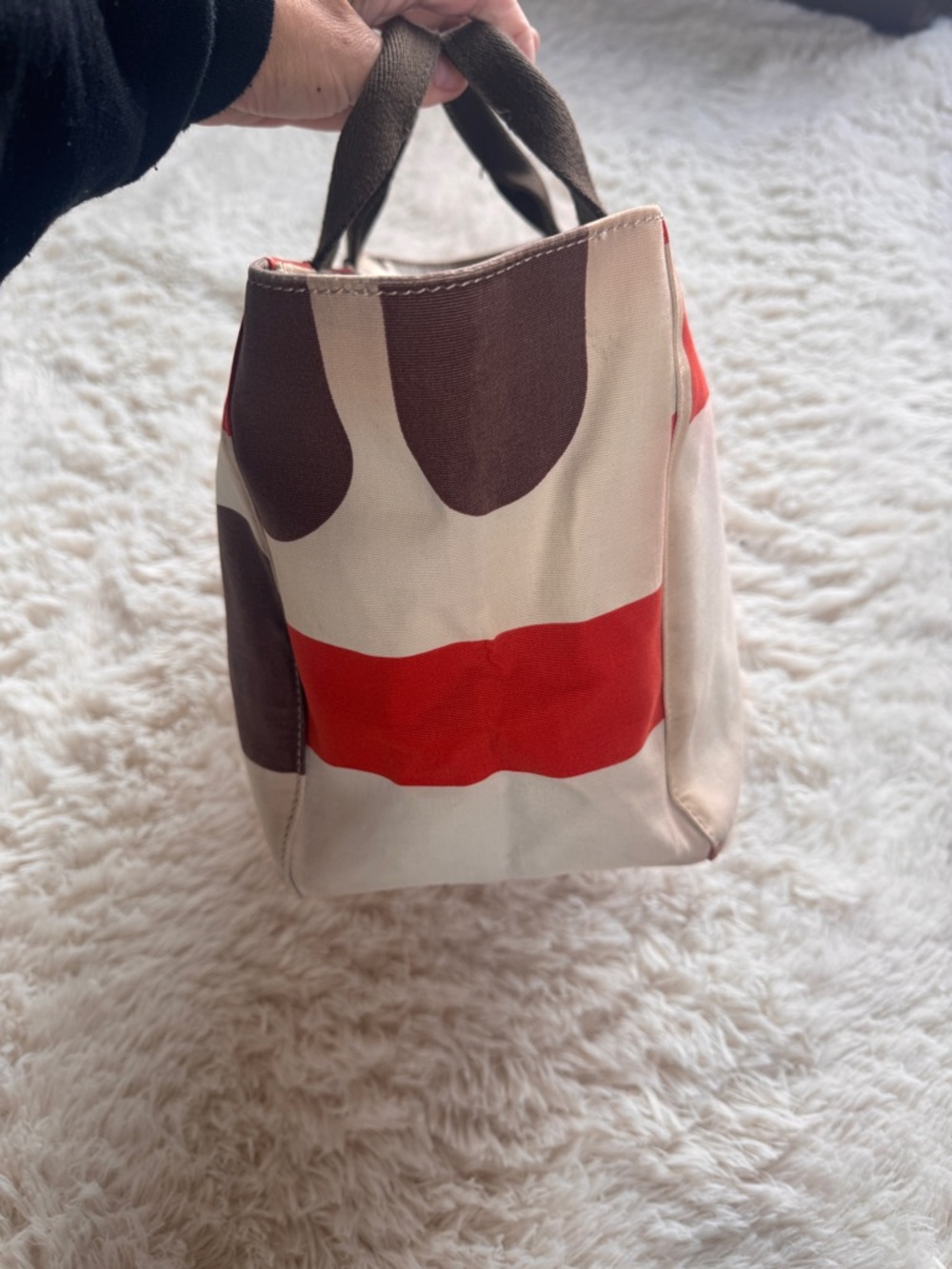 Vintage Bally canvas Tote Bag with Red, Brown & Cream printing - Picture 10 of 14